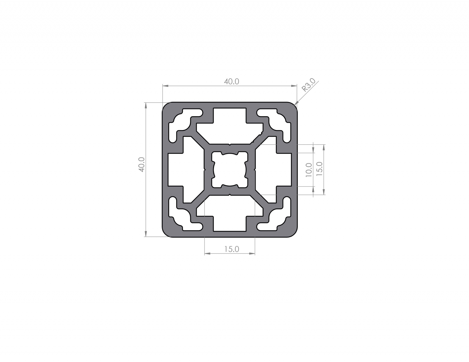 Aluminum profile 40x40 groove 10 B-type 4N